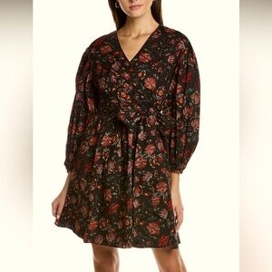 DIANE VON FURSTENBERG WRAP DRESS  SIZE: 8    MED. BLACK FLORAL   **NWT**